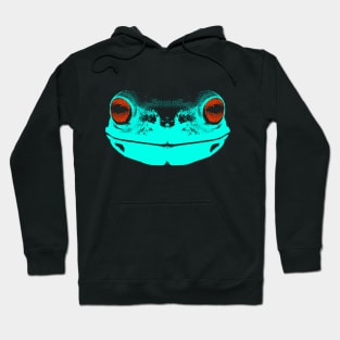 frog face / turquoise  / red eyes Hoodie